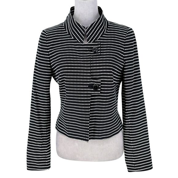 Worth Jackets & Blazers - Worth Jacket Womens 4 Black White Polka Dot Cotton Lined Blazer Crop Career